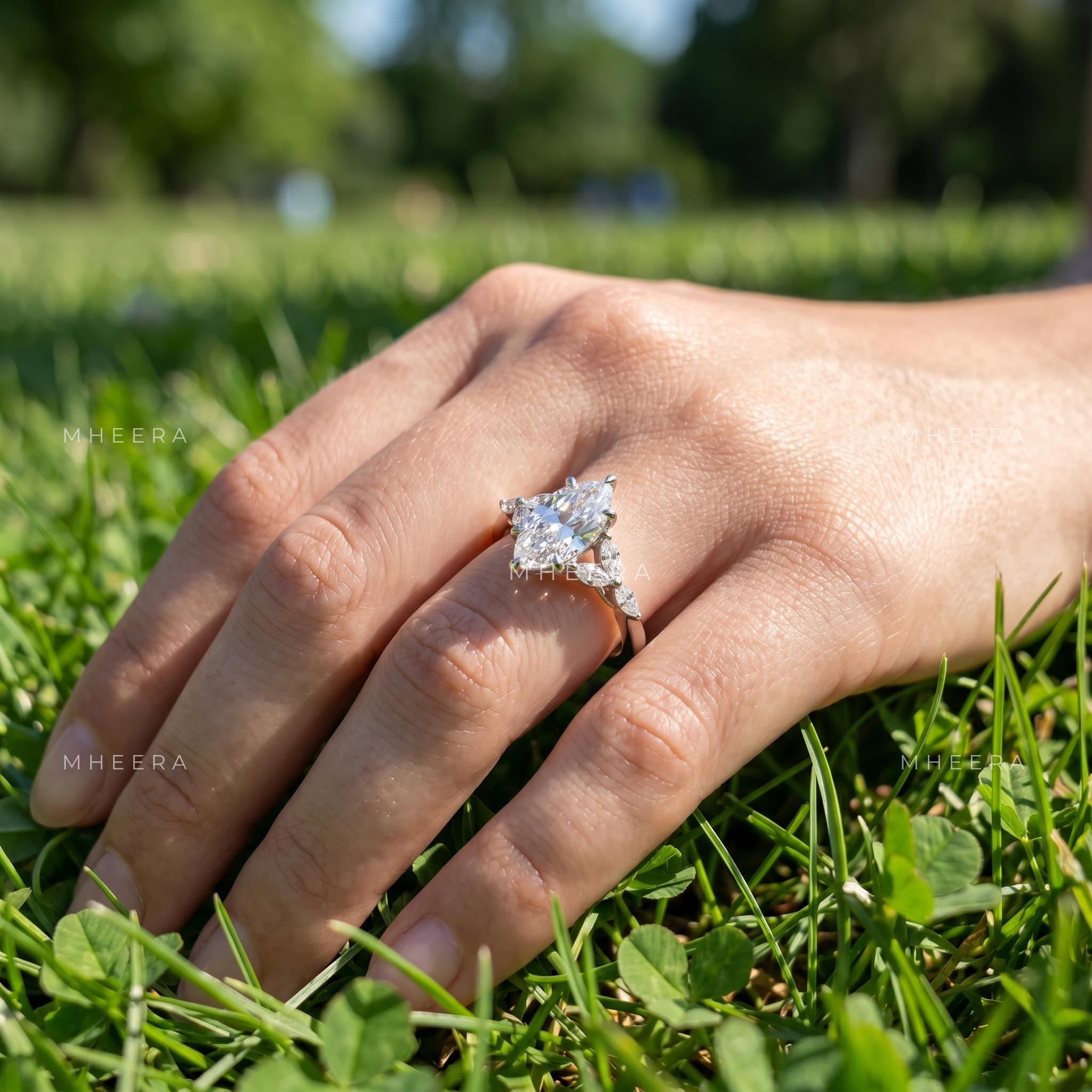 1.18 CT Marquise Cut Lab Grown Diamond Engagement Ring