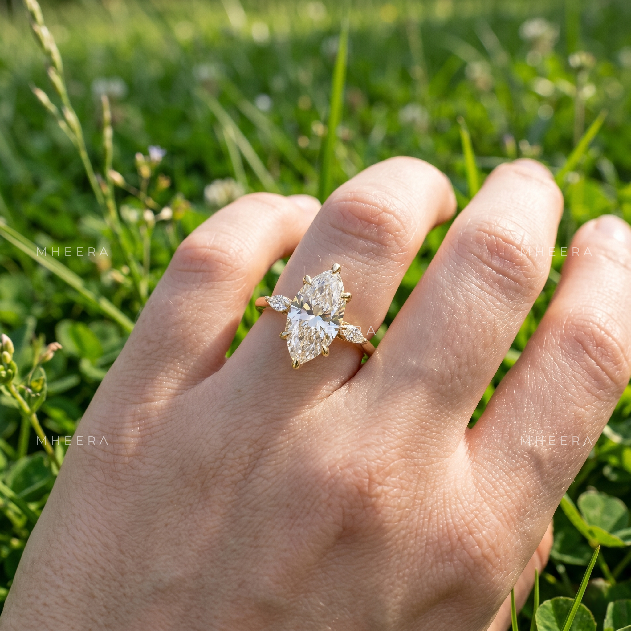 Marquise Cut Lab Grown Diamond Engagement Ring