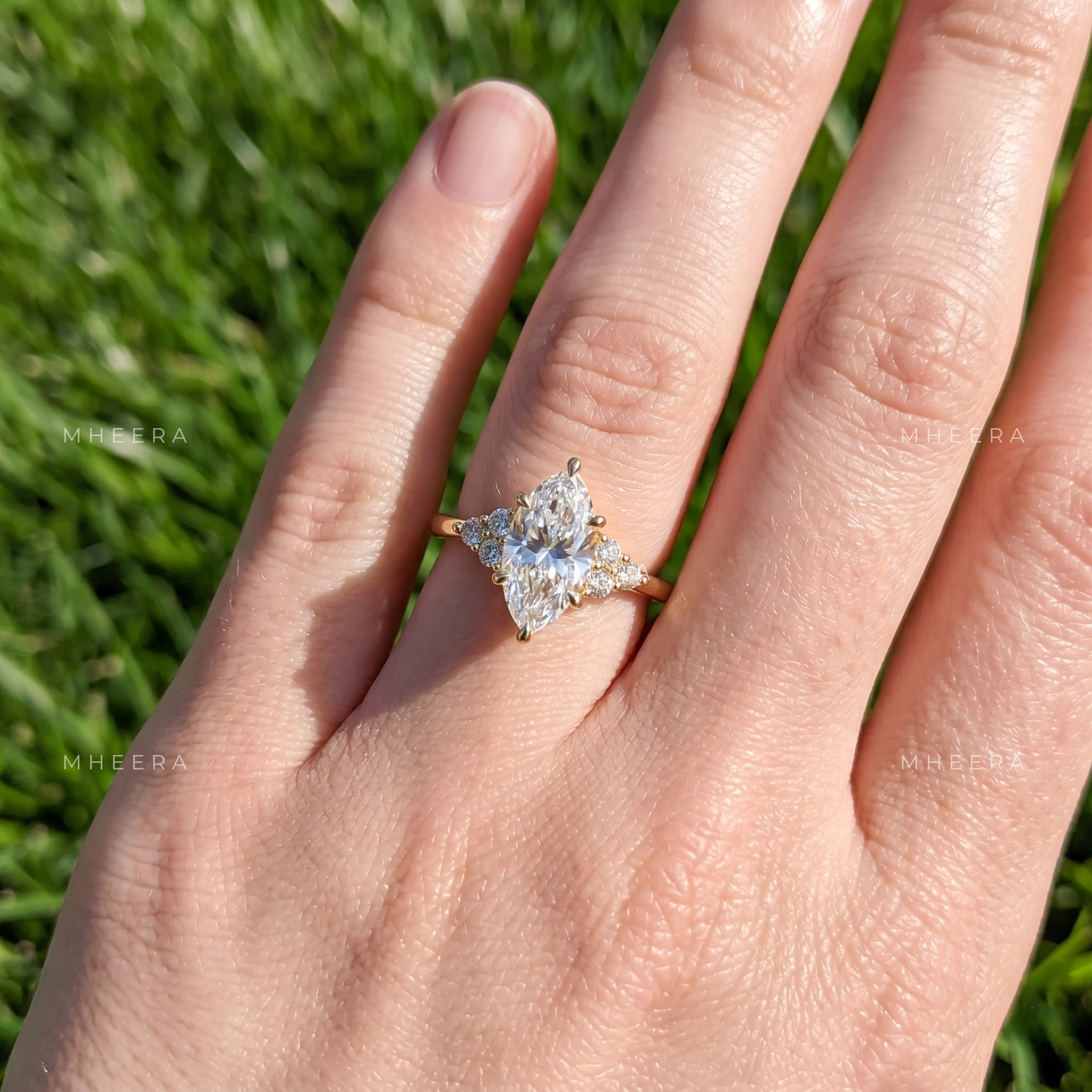 Celestial Marquise Radiance Lab Diamond Engagement Ring