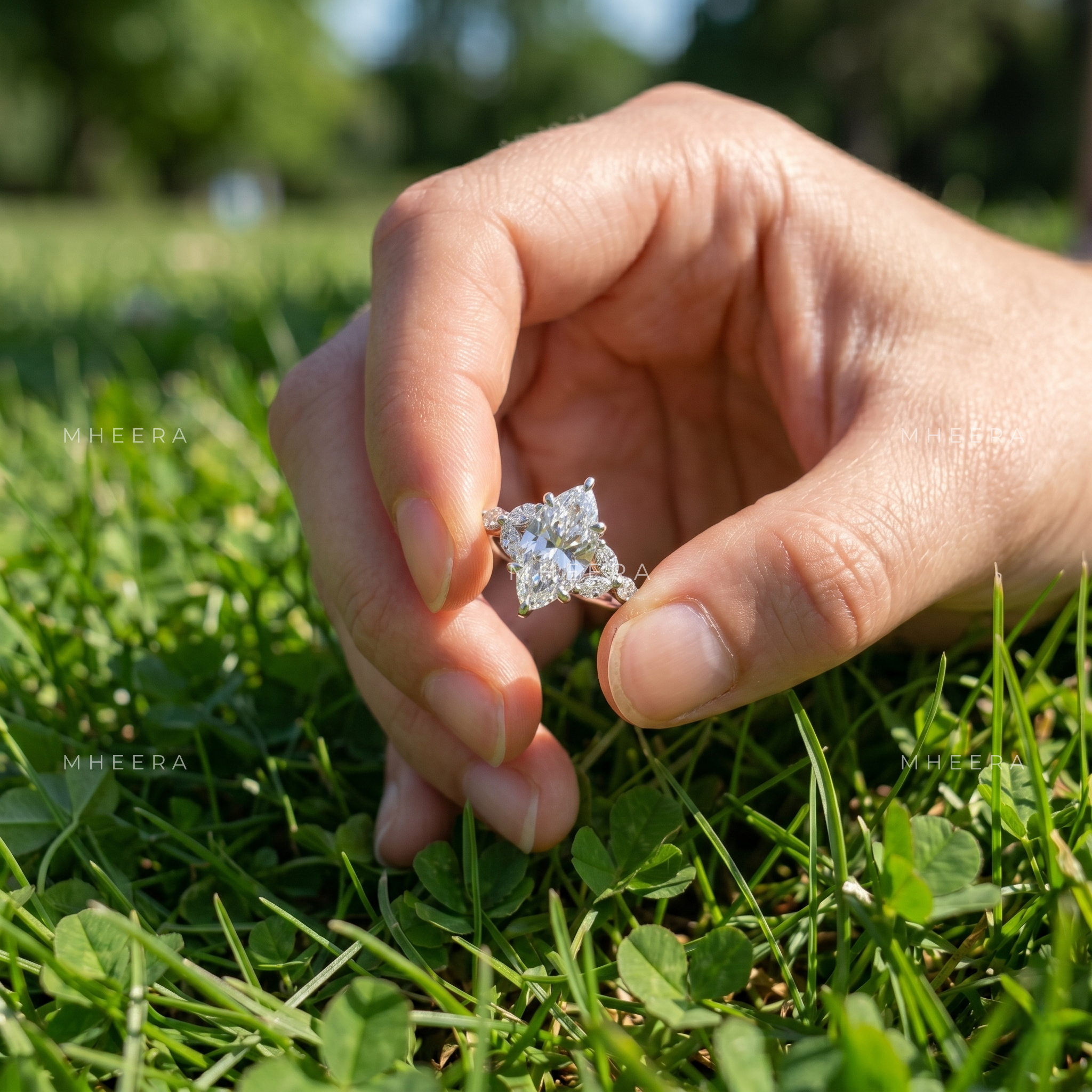 1.18 CT Marquise Cut Lab Grown Diamond Engagement Ring