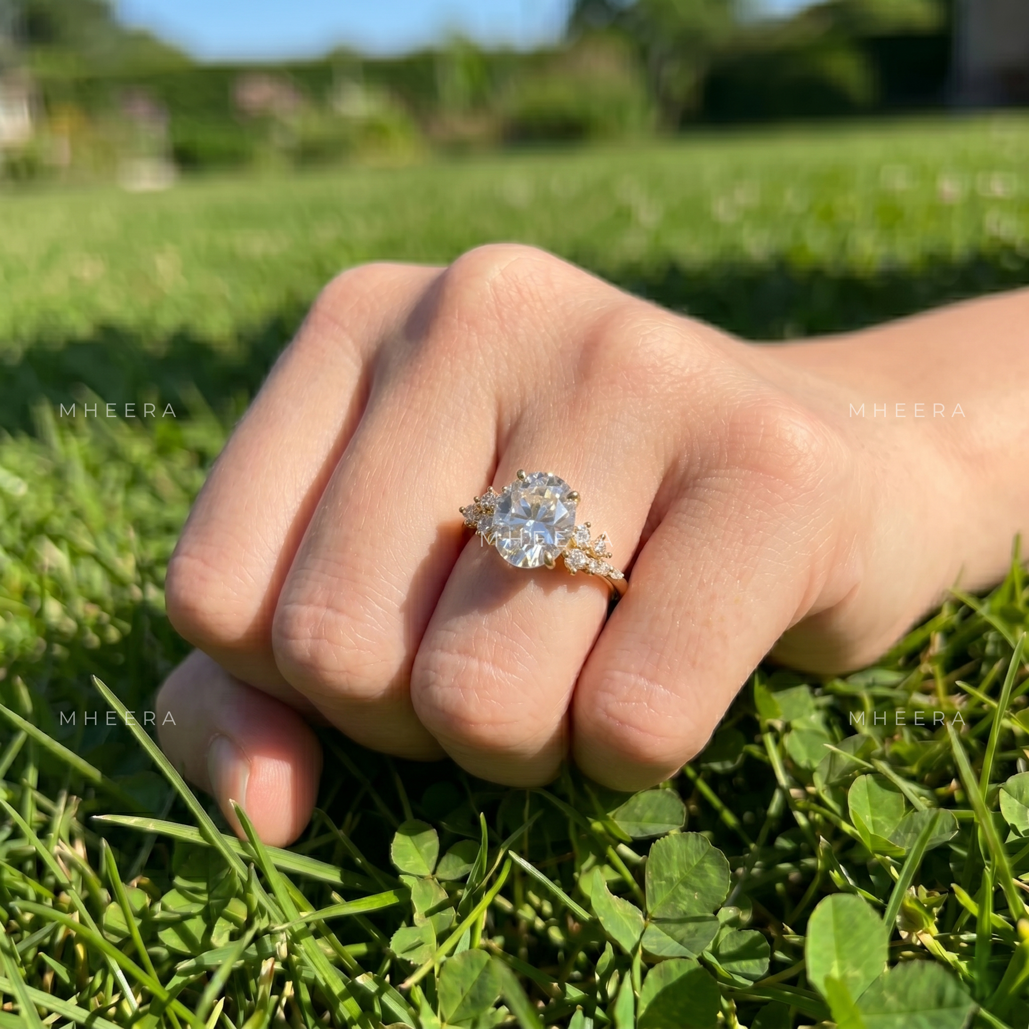 Oval Simulated Diamond Lab Grown Engagement Ring