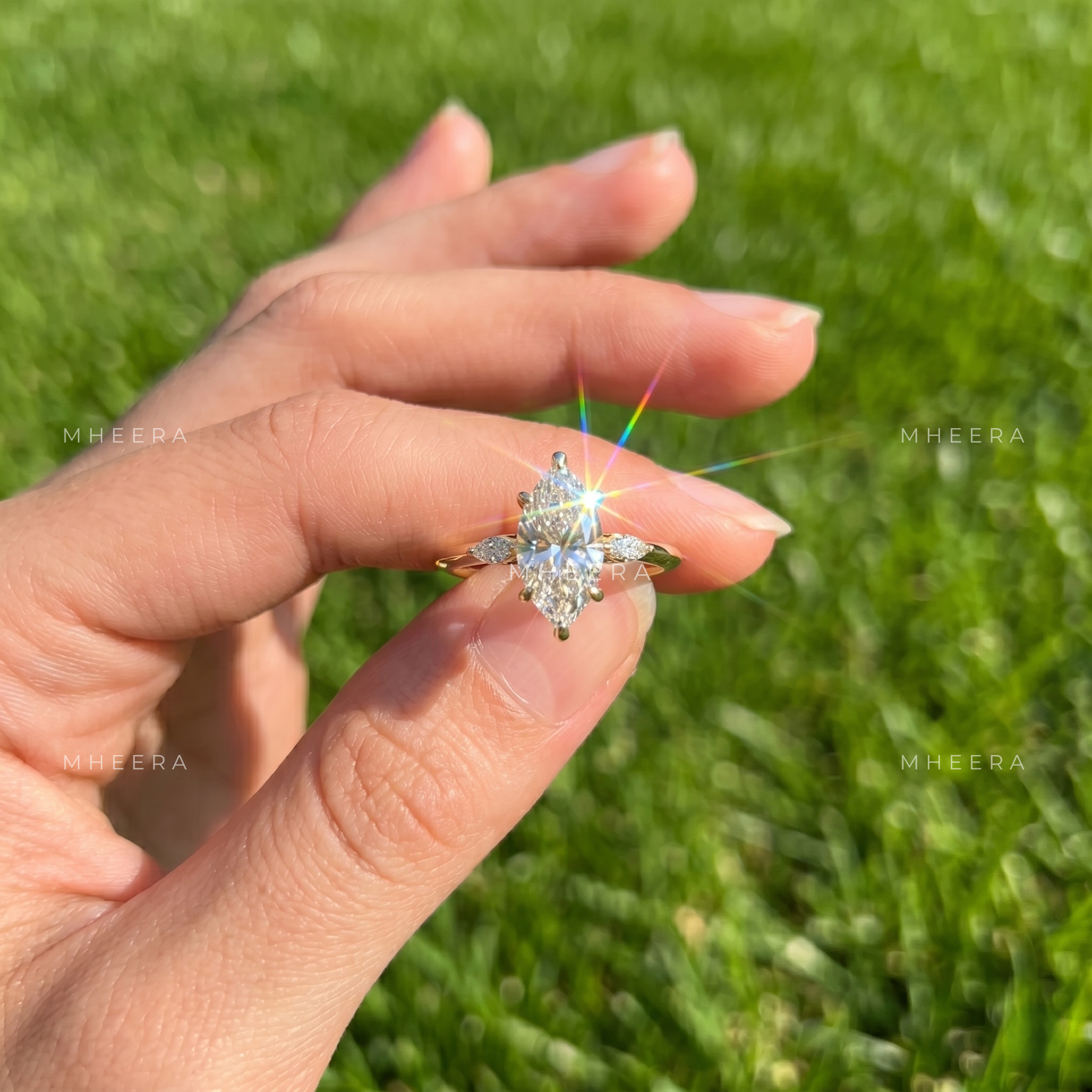 Marquise Cut Lab Grown Diamond Engagement Ring