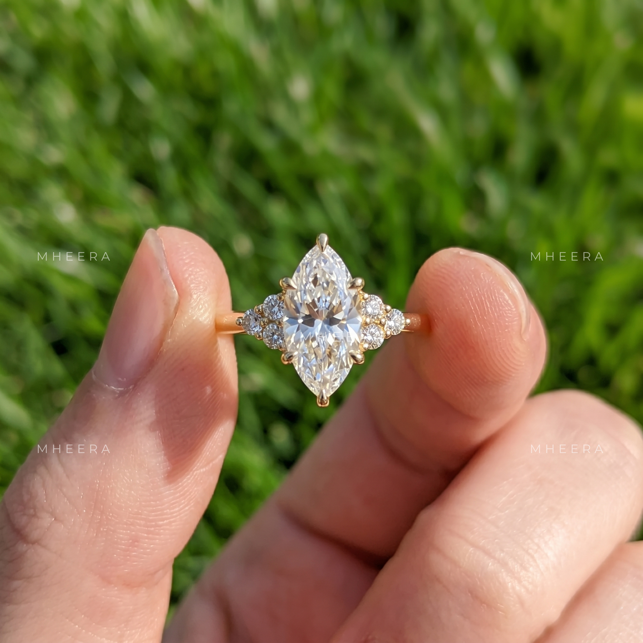 Celestial Marquise Radiance Lab Diamond Engagement Ring