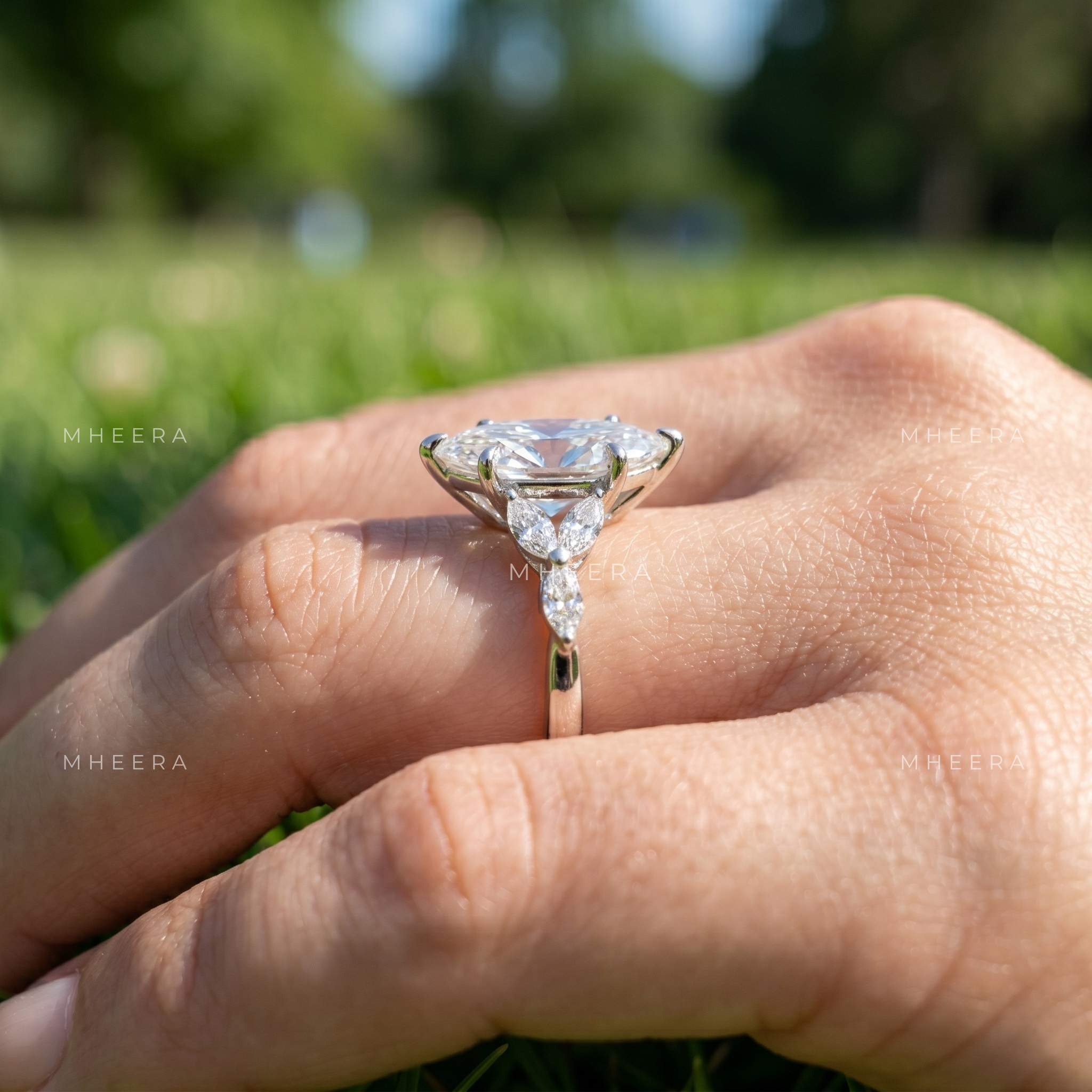 1.18 CT Marquise Cut Lab Grown Diamond Engagement Ring