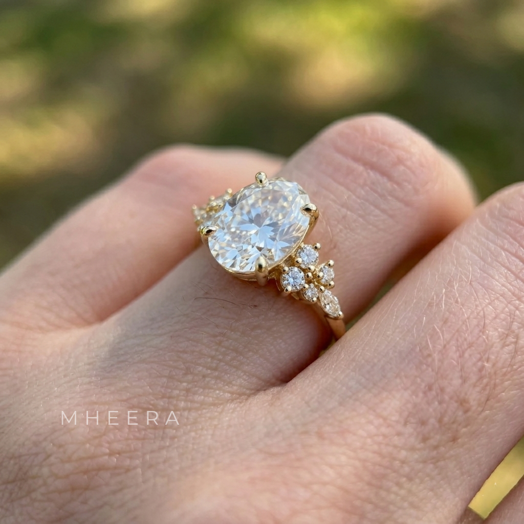 Oval Simulated Diamond Lab Grown Engagement Ring