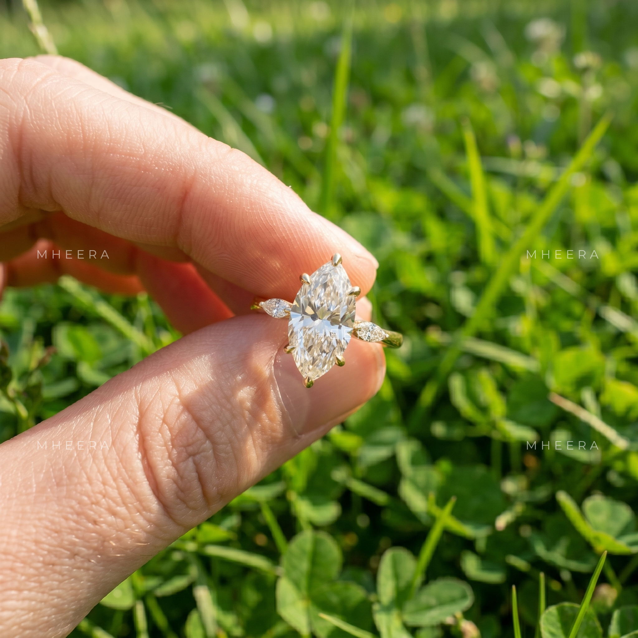 Marquise Cut Lab Grown Diamond Engagement Ring