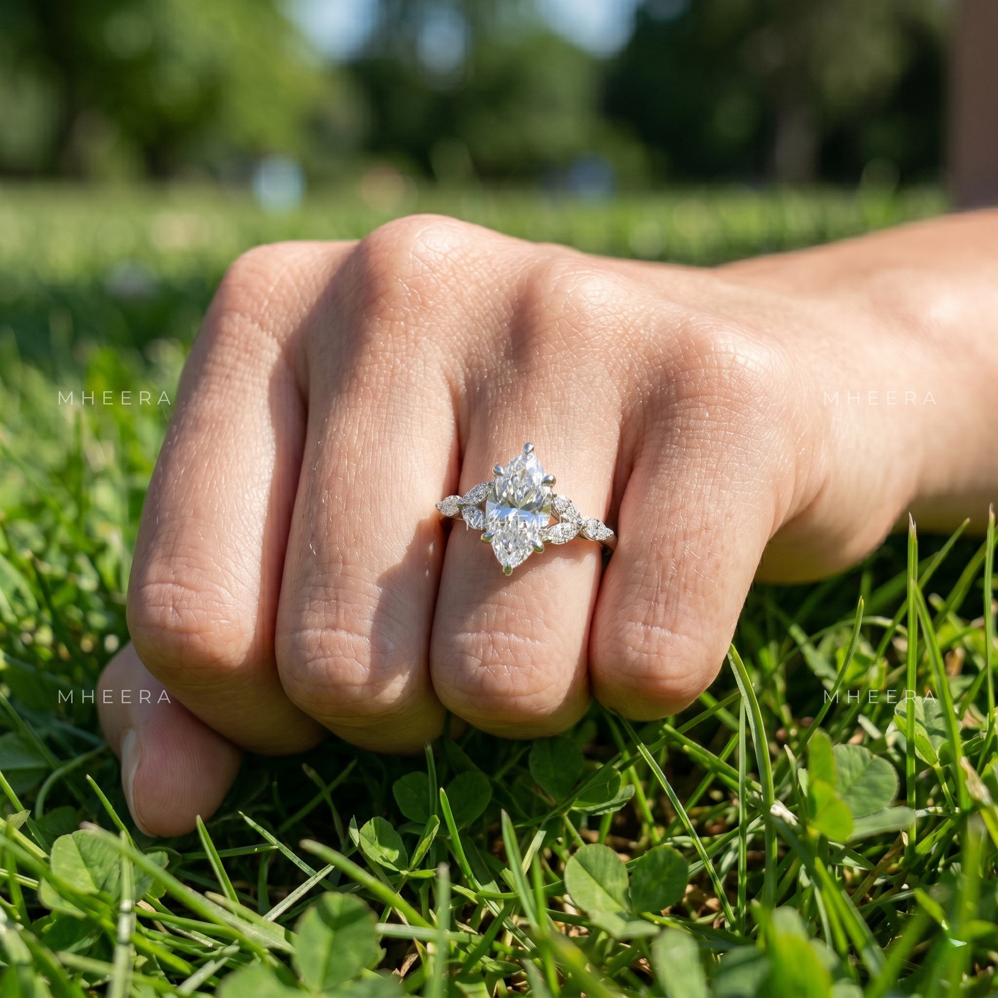1.18 CT Marquise Cut Lab Grown Diamond Engagement Ring