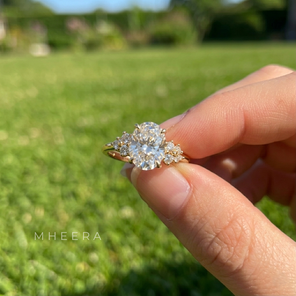 Oval Simulated Diamond Lab Grown Engagement Ring