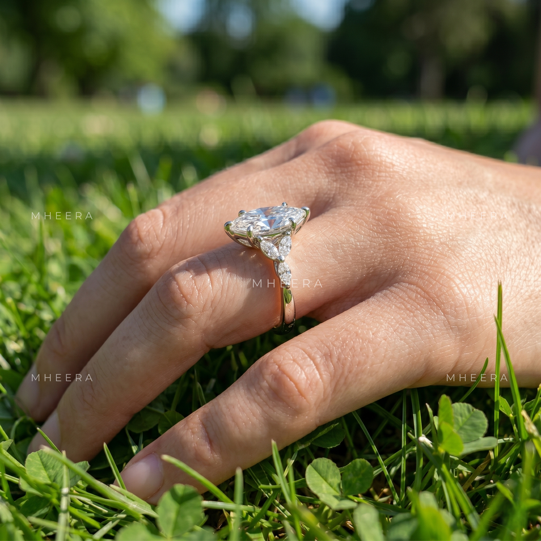 1.18 CT Marquise Cut Lab Grown Diamond Engagement Ring
