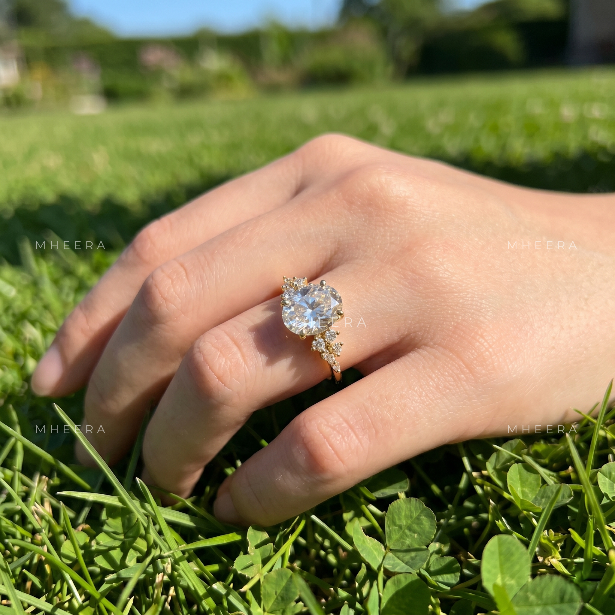 Oval Simulated Diamond Lab Grown Engagement Ring