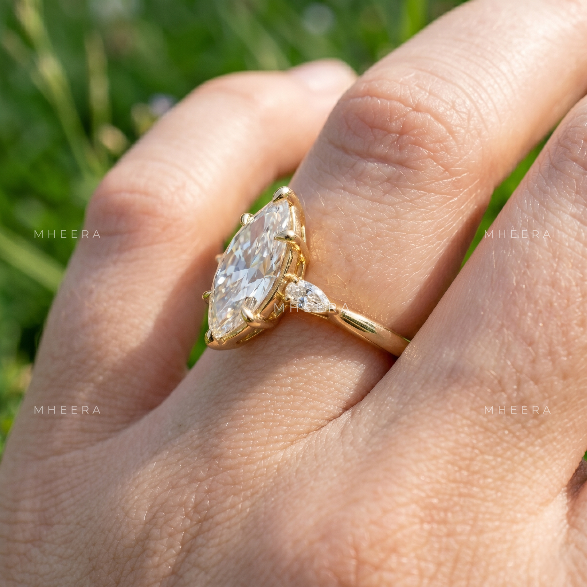 Marquise Cut Lab Grown Diamond Engagement Ring