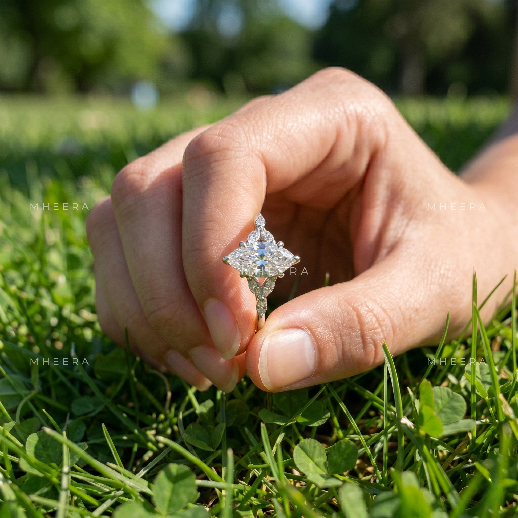 1.18 CT Marquise Cut Lab Grown Diamond Engagement Ring