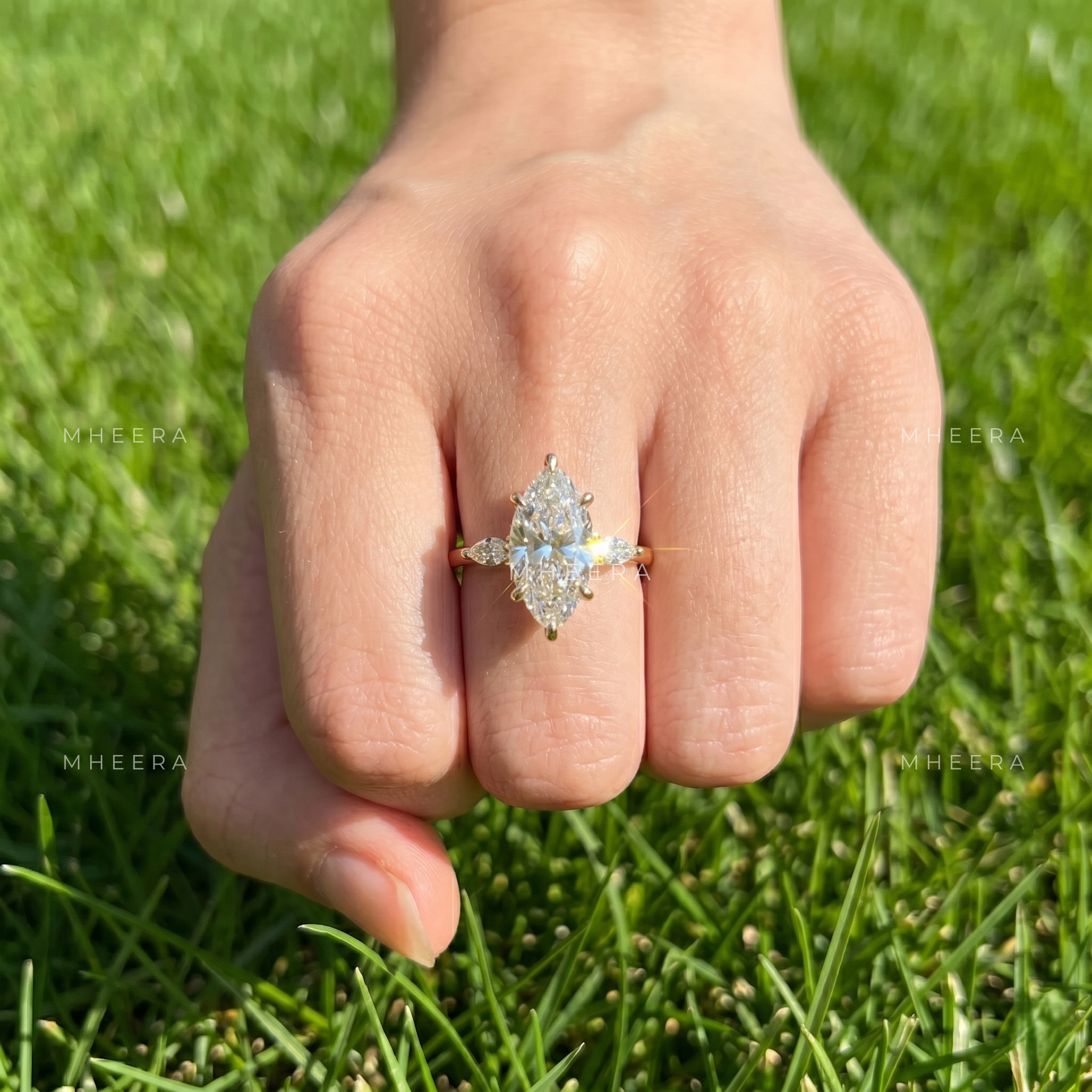 Marquise Cut Lab Grown Diamond Engagement Ring
