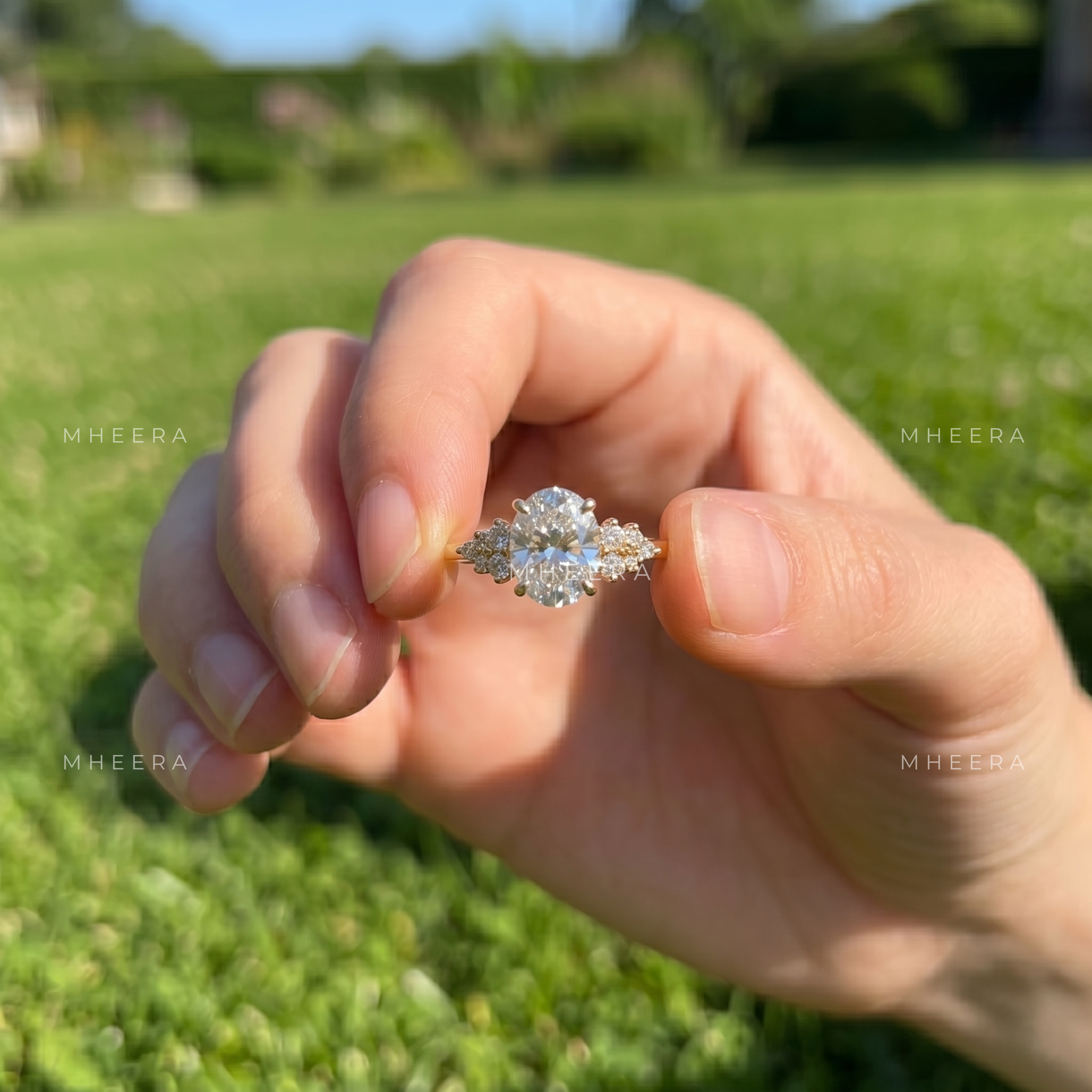 Oval Simulated Diamond Lab Grown Engagement Ring
